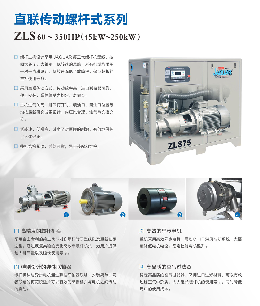捷豹直联传动空压机ZLS型产品描述